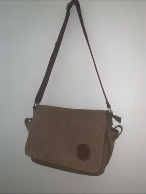 Unisex Brown Canvas Messenger Bag with Adjustable Strap